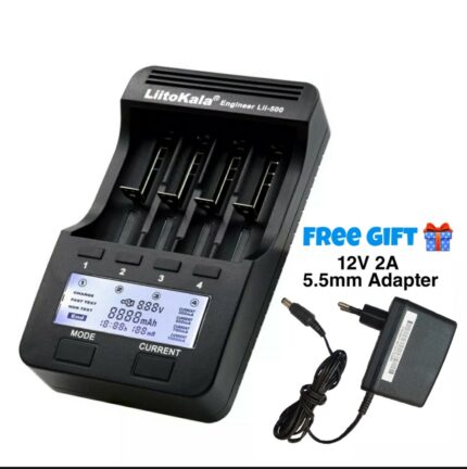 LiitoKala Lii-500 18650 Smart Battery Charger Cell Capacity Tester LCD Display 4 Slots For 3.7V Li-ion/ 1.2V Ni-MH Cylindrical 18650/26650/14500/21700/AA/AAA Rechargeable Battery